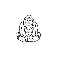 Orang-Utan vector line icon for Orangutan Day on August 19. Endangered species and wildlife symbol. © eyewave