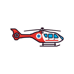 Medevac helicopter isolated vector illustration for Day of Medical Transporters on August 20