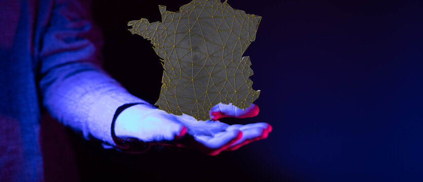 digital france map of the country 3d