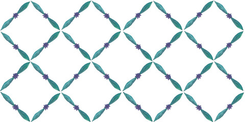 Fototapeta premium Seamless abstract pattern with lavender leaves and flower in square on white background