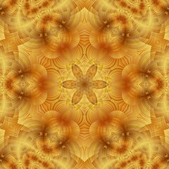 shades of yellow abstract pattern in melting wax style hexagonal floral fantasy
