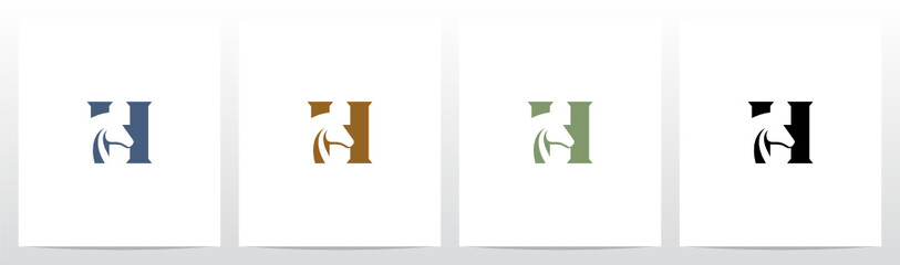Horse On Letter Logo Design H