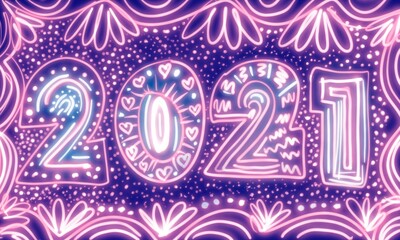 Felice anno nuovo 2021. Sfondo banner blu