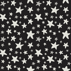 vector christmas baby paper, gray stars, seamless pattern