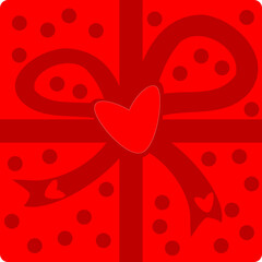 image of a gift box with hearts in red colors