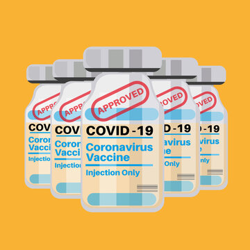Covid vaccine approved for use - covid-19 vaccination vector on a white background
