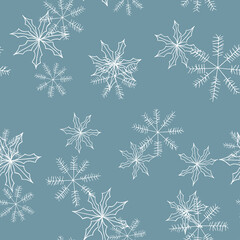 Simple design, graphic element. Floral vector Xmas celebration. Blue winter pattern in modern style.