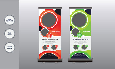 Food Roll up Banner Design for Restaurant Templates
Vector Template .