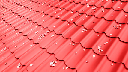 Red tile modern modular roof texture for background or design