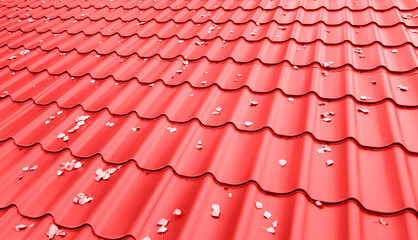 Fototapeta premium Red tile modern modular roof texture for background or design