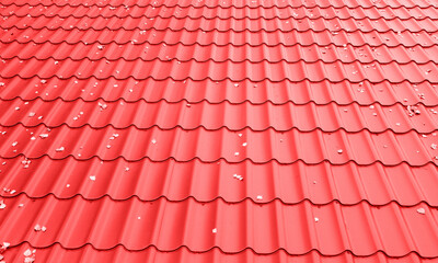 Fototapeta premium Red tile modern modular roof texture for background or design