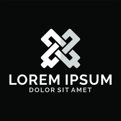 Obraz premium Initial letter QQ logo template with geometric heraldic or sacred line art illustration in flat design monogram cross symbol