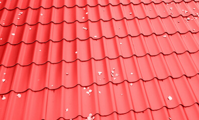 Obraz premium Red tile modern modular roof texture for background or design