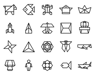 Simple set of origami paper icons vector on white background.