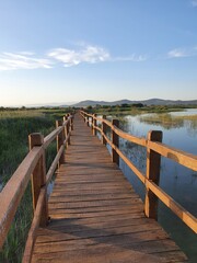 Fototapeta premium wooden bridge over the lake