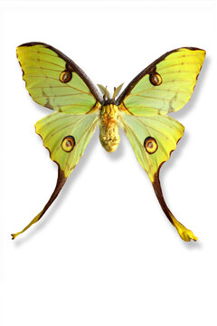 Afrikanischer Mondspinner (Argema mimosae) Madagaskar, freigestellt