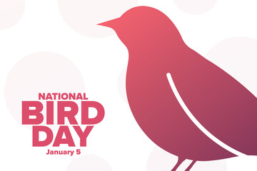 National Bird Day. January 5. Holiday concept. Template for background, banner, card, poster with text inscription. Vector EPS10 illustration.