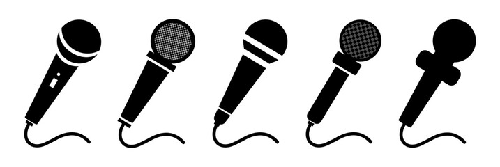 Set microphone icon.Mic sign.Microphone vector icon, mic symbol on white bakcground.Vector illustration