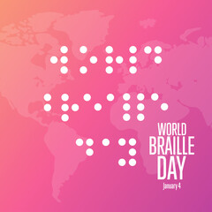 World Braille Day. January 4. Holiday concept. Template for background, banner, card, poster with text inscription. Vector EPS10 illustration. - obrazy, fototapety, plakaty