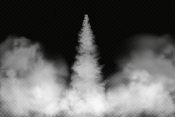 Smoke from space rocket launch or plane.Sky contrail rocket condensation trailing.Smoky effect after  flight airliner or aircraft.Realistic vector isolated set.
