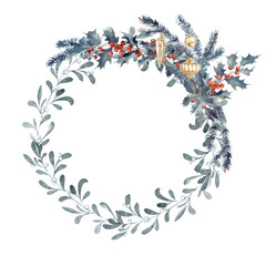 New Year's round wreath of Christmas tree branches