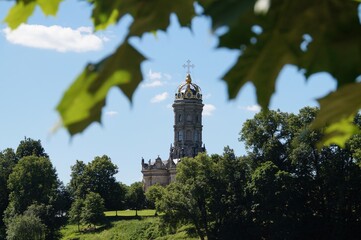 Church of the Sign of the most Holy Theotokos in Dubrovitsy in Russia on a Sunny summer day