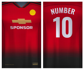 Fabric textile for Sport t-shirt ,Soccer jersey mockup for football club. uniform front and back view.

