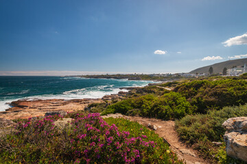 Scenic view of Hermanus and Walker Bay near Cape Town, South Africa.