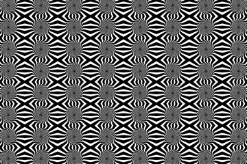 Striped abstract circle - pattern vector - black and white