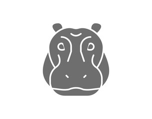 Vector hippo glyph, river-horse, hippopotamus grey icon.