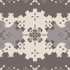 Seamless pattern retro, vintage. Chocolate color and cream ivory. Spirals and abstract. Vector.