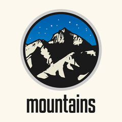Mountain. Outdoor adventure badge sign or symbol