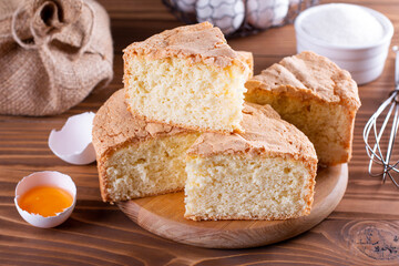 Fototapeta na wymiar Butter soft cake, close-up of a slice of cake