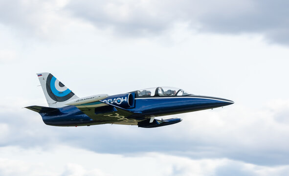 September 12, 2020, Kaluga region, Russia. The Aero L-39 Albatros training aircraft performs a training flight at the Oreshkovo airfield.