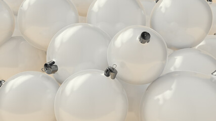 White 3D background with christmas balls. Xmas pattern round baubles.