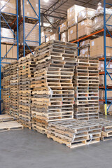 Pallets Stacked In Warehouse