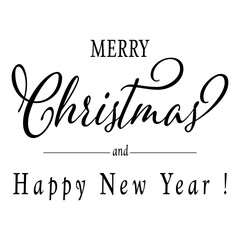 Vector illustration of black lettering merry Christmas isolated on the white background. Hand-drawn quote for print, cards, decoration, seasonal design