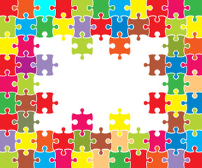 Colorful background puzzle, jigsaw puzzle banner. Vector illustration.
