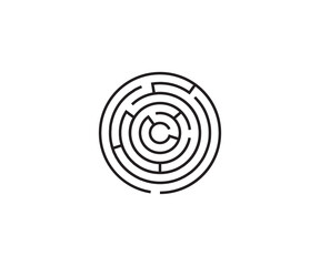 Labyrinth, maze, strategy icon on white background. Vector illustration.