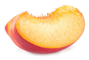 cut of peach fruit isolated on white background. full depth of field