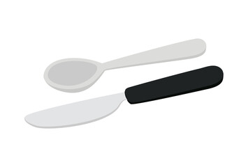 spoon and knife on white background