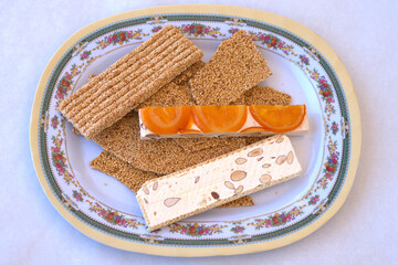 Sesame bars with honey isolated 