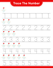 Trace the number. Tracing number with Snowman. Educational children game, printable worksheet, vector illustration