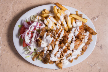 Doner kebab on a plate.