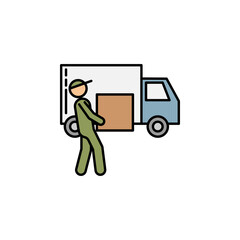 courier truck. Signs and symbols can be used for web, logo, mobile app, UI, UX