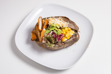 Delicious spicy chicken stuffed sweet potato