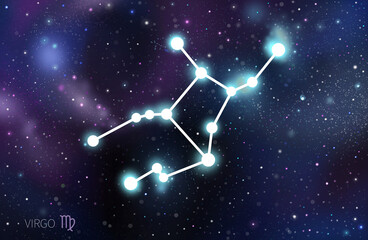 Obraz na płótnie Canvas Virgo constellation in night sky. Zodiac signs pisces