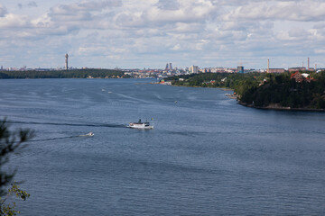 A view over water and in the back the capital of Sweden, Stockholm