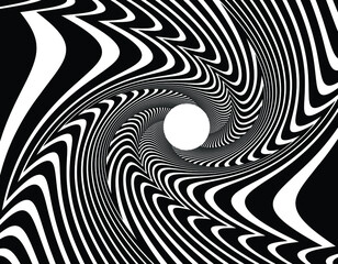  Spiral element vector illustration. Texture with wavy, billowy lines. Optical art background. Wave design black and white. Digital image with a psychedelic stripes. Vector illustration
