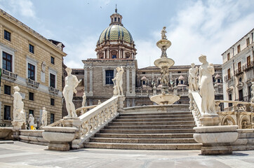 Famous fountain of shame in Palermo, Italy